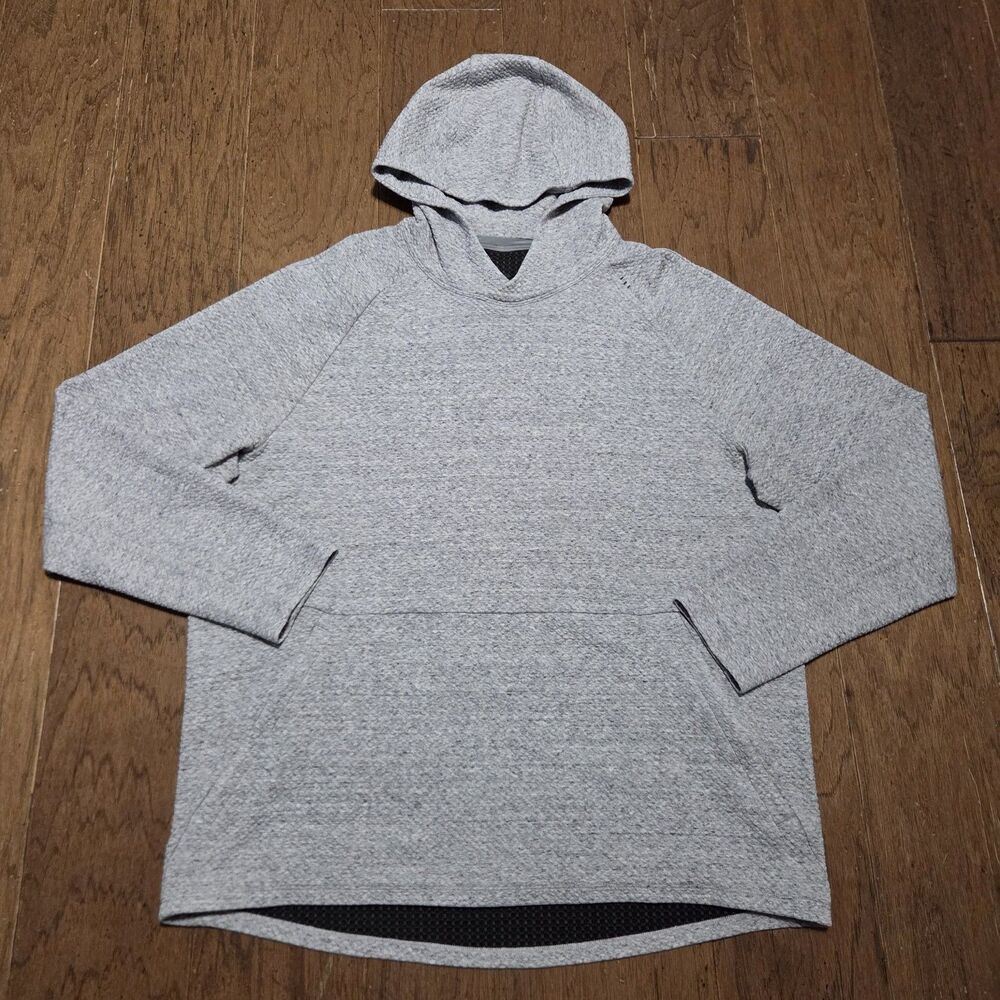 Lululemon At Ease Hoodie Mens XL Light Gray Knit Active Gym Pullover Sweatshirt